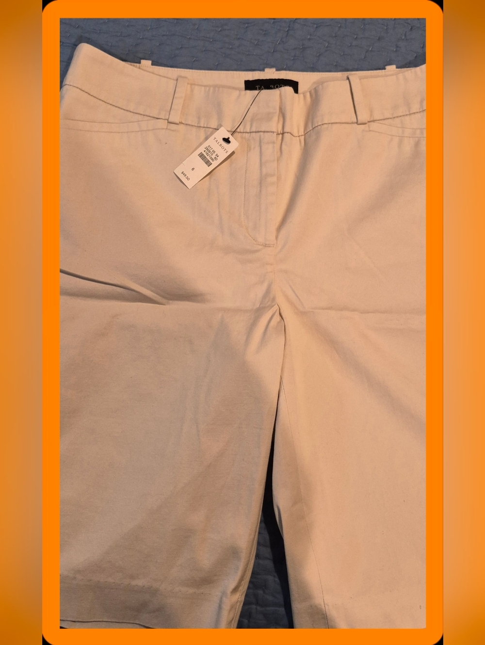 NWTS Talbot Cream Mid-Rise Mid Lenth  Classic Tailored Style Cotton Shorts